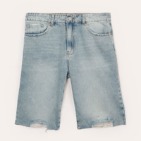 Bermuda jeans juvenil destroyed azul