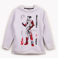 Blusa de moletom juvenil free fire com capuz branco