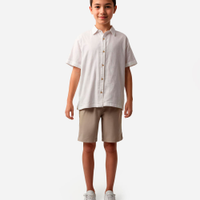 Camisa de algodão juvenil texturizada off white
