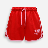 Short juvenil de moletinho estampado vermelho