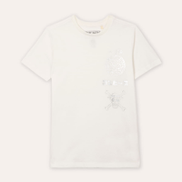 Camiseta juvenil de algodão one piece metalizada off white