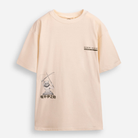 Camiseta de algodão juvenil demon slayer bege