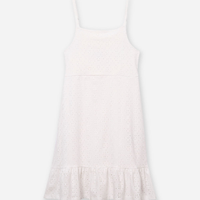Vestido midi juvenil de laise floral off white