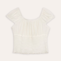 Blusa juvenil de viscose com lastex off white