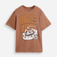 Camiseta de algodão juvenil rick e morty bege