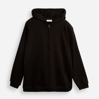 Blusão juvenil de moletom felpado oversized com capuz preto