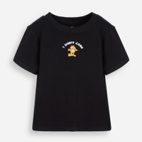 Blusa baby look juvenil de algodão garfield preta