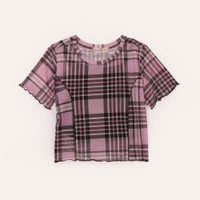 Blusa de tule juvenil xadrez rosa