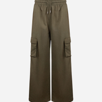 Calça juvenil cargo wide leg verde