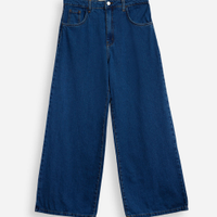 Calça wide leg juvenil jeans azul