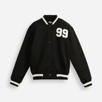 Jaqueta bomber juvenil de moletom college preta