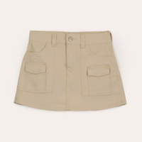 Short saia juvenil de sarja cargo bege