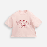 Camiseta boxy cropped skincare rosa