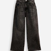 Calça wide leg juvenil jeans preta