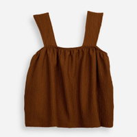 Cropped juvenil decote quadrado texturizada - marrom