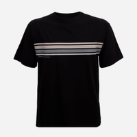 Camiseta juvenil de algodão com listras preta