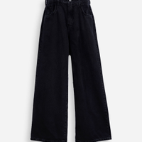 Calça juvenil wide leg jeans preta