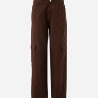 Calça cargo juvenil em sarja marrom