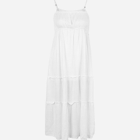 Vestido longo juvenil de viscose com alças finas off white