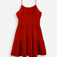 Vestido curto juvenil com alças finas vermelho