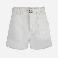 Short juvenil de sarja com cinto off white