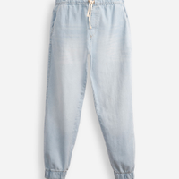 Calça jogger juvenil jeans cós elástico azul