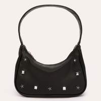 Bolsa juvenil shoulder bag metalizada com tachas preto