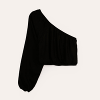 Cropped de viscose juvenil ombro único preto