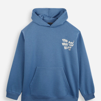 Blusão oversized juvenil de moletom com capuz estampado azul