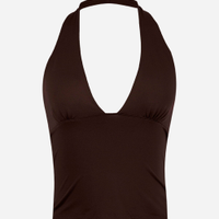 Top halterneck juvenil marrom