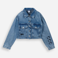 Jaqueta jeans juvenil bordada hello kitty azul