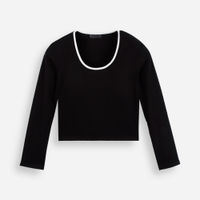 Blusa juvenil de algodão com bojo manga longa preta