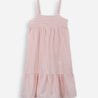 Vestido infantil evase listras rosa