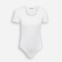 Body juvenil de poliamida manga curta off white