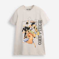 Camiseta de algodão juvenil manga curta one piece cinza