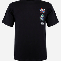 Camiseta juvenil de algodão manga curta mario bros preta