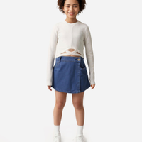 Blusa juvenil canelada manga longa off white