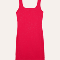 Vestido juvenil canelado com brilho rosa