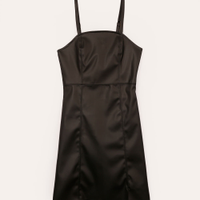 Vestido curto de poliuretano juvenil preto