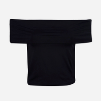 Blusa juvenil ombro a ombro de poliamida preta