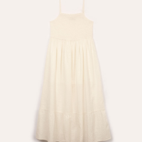 Vestido de algodão juvenil texturizado alça fina off white