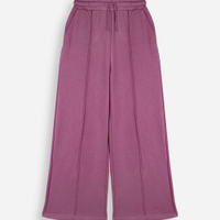 Calça wide leg juvenil com nervuras cós elástico vinho