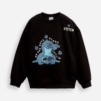 Blusão oversized de moletom juvenil stitch preto