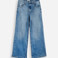 Calça wide leg juvenil jeans azul