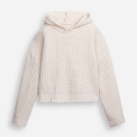 Blusão juvenil de tricot com capuz bege