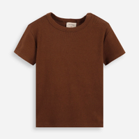 Camiseta baby look juvenil de algodão canelada marrom