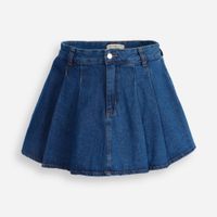 Short saia plissada juvenil com pregas azul