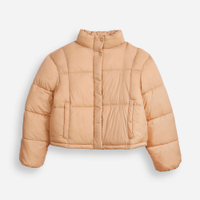 Jaqueta puffer juvenil gola alta bege