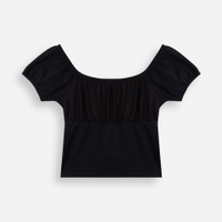 Blusa juvenil franzido cropped preta