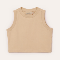 Cropped de algodão juvenil alça média bege